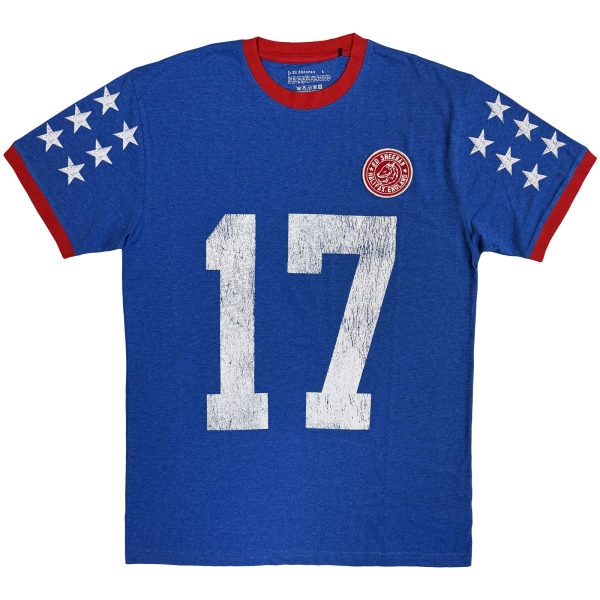 Ed Sheeran - Play 17 Ringer Uni Blue T-Shirt i gruppen MERCH / Klær / T-skjorter hos Bengans Skivbutik AB (5685429r)