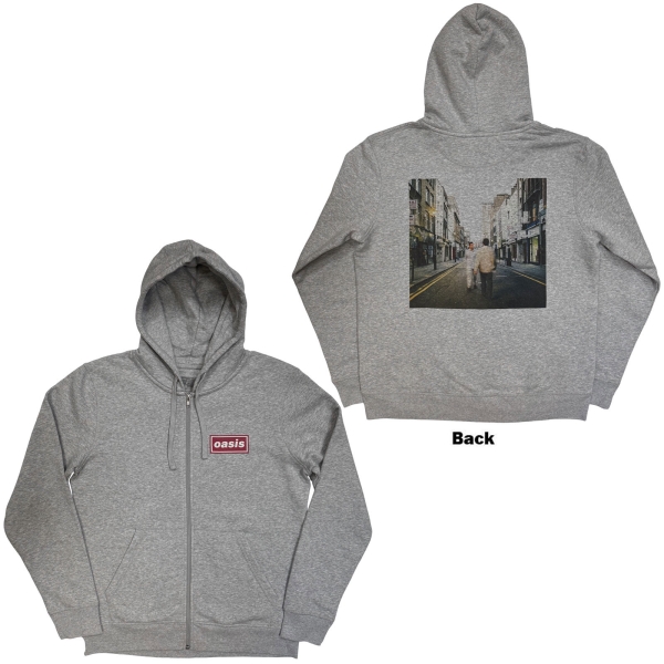 Oasis - What's The Story Red Logo Uni Grey Zip Hoodie i gruppen MERCH / Klær / Hettegensere hos Bengans Skivbutik AB (5685498r)