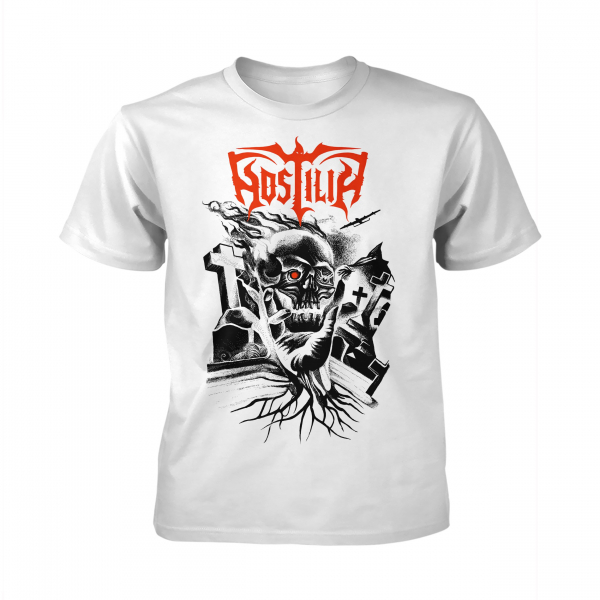 Hostilia - Face The Fire - White (T-Shirt) i gruppen MERCHANDISE / T-shirt / Heavy Metal hos Bengans Skivbutik AB (5685550r)