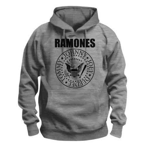 Ramones - Presidential Seal Uni Grey Hoodie i gruppen MERCHANDISE / Hoodies / Punk hos Bengans Skivbutik AB (5691800)