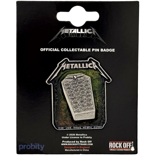 Metallica - Never Die Tombstone Pin Badge i gruppen MERCHANDISE / Pin-Button Badge / / hos Bengans Skivbutik AB (5692778)