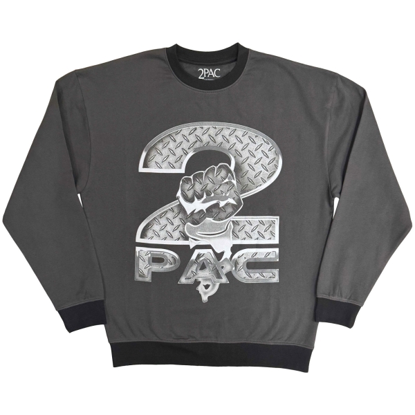 2Pac - Steel Logo Uni Grey Sweatshirt i gruppen MERCHANDISE / Sweatshirt / / hos Bengans Skivbutik AB (5692969r)