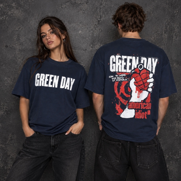 Green Day - American Idiot Grenade Unplugged Uni Navy T-Shirt i gruppen MERCHANDISE / T-shirt / Nyheter / Punk hos Bengans Skivbutik AB (5692989r)