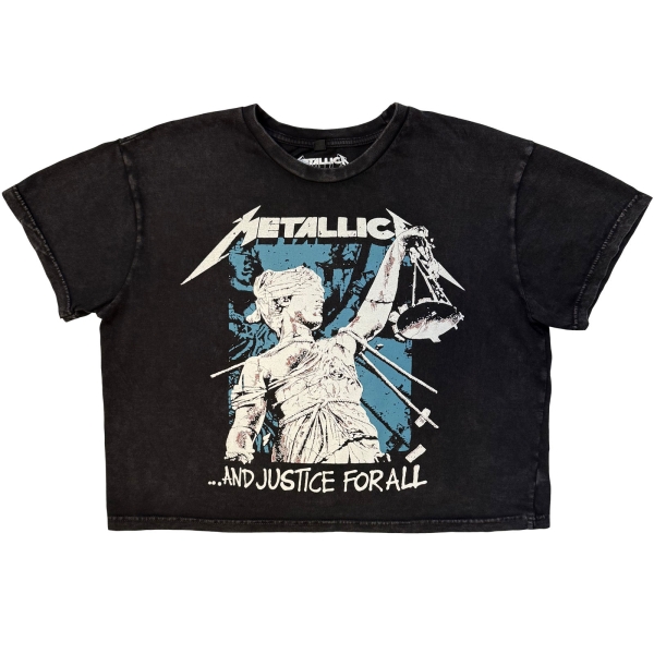 Metallica - Justice Squares Stone Wash Lady Char Crop Top i gruppen MERCHANDISE / T-shirt / Nyheter / Metal hos Bengans Skivbutik AB (5693001r)