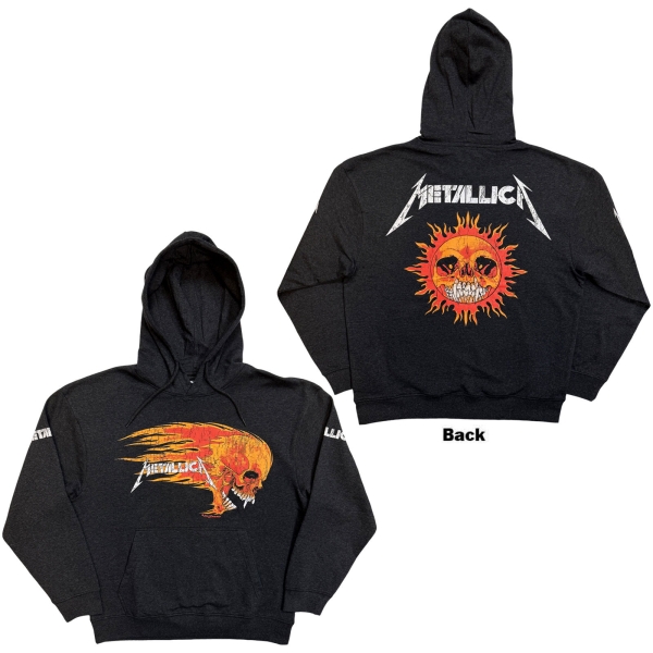 Metallica - Worn Pushead Flaming Skull Uni Char Hoodie i gruppen MERCHANDISE / Hoodies / Nyheter / Metal hos Bengans Skivbutik AB (5693002r)