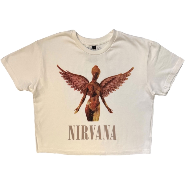 Nirvana - In Utero Stone Wash Lady Wht Crop Top i gruppen MERCHANDISE / T-shirt / Nyheter / Pop-Rock hos Bengans Skivbutik AB (5693012r)