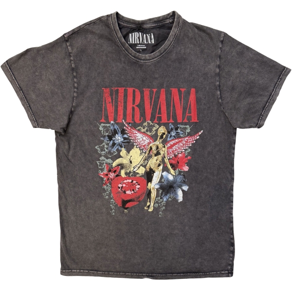 Nirvana - In Utero Vintage Collage Stone Wash Uni Char T-Shirt i gruppen MERCHANDISE / T-shirt / Nyheter / Pop-Rock hos Bengans Skivbutik AB (5693013r)