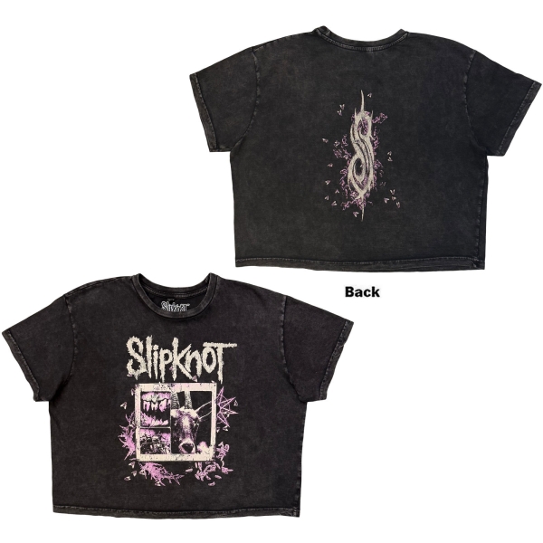 Slipknot - Butterfly Goatee Stone Wash Lady Char Crop Top i gruppen MERCHANDISE / T-shirt / Nyheter / Metal hos Bengans Skivbutik AB (5693023r)