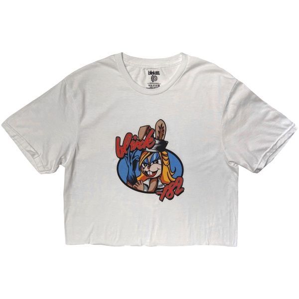 Blink-182 - Cartoon Bunny Lady Wht Crop Top i gruppen MERCHANDISE / T-shirt / Nyheter / Punk hos Bengans Skivbutik AB (5695015r)