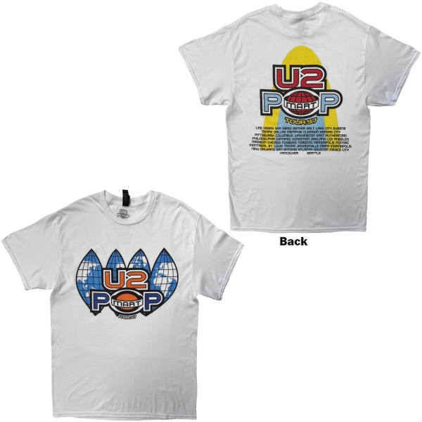 U2 - Popmart Us Tour 97 Uni Wht T-Shirt i gruppen MERCHANDISE / T-shirt / Nyheter / Pop-Rock hos Bengans Skivbutik AB (5695053r)