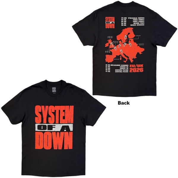 System Of A Down - Map Backprint Tour 26 Uni Bl T-Shirt i gruppen MERCHANDISE / T-shirt / Nyheter / Metal hos Bengans Skivbutik AB (5695350r)
