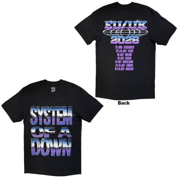 System Of A Down - Metallic Logo Tour 26 Uni Bl T-Shirt i gruppen MERCHANDISE / T-shirt / Nyheter / Metal hos Bengans Skivbutik AB (5695351r)