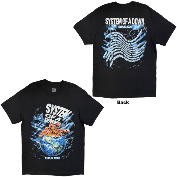 System Of A Down - Hand/Globe Tour 26 Uni Bl T-Shirt i gruppen MERCHANDISE / T-shirt / Nyheter / Metal hos Bengans Skivbutik AB (5695352r)