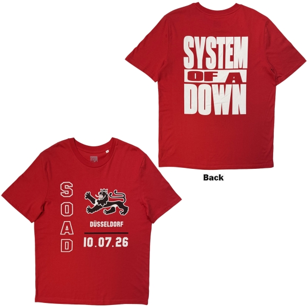 System Of A Down - Dusseldorf Event Tour 26 Uni Red T-Shirt i gruppen MERCHANDISE / T-shirt / Nyheter / Metal hos Bengans Skivbutik AB (5695355r)