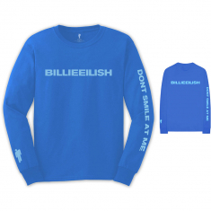Billie Eilish - Unisex Long Sleeved Tee: Smile (Back & Arm Print) (M)