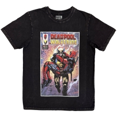 Marvel - Wolverine Carrying Deadpool Stone Wash Uni Bl T-Shirt