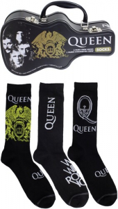 Queen - Crew Socks (3 Pack Collector Guitar Shape Tin)