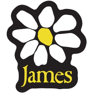 James - Yellow Logo White Daisy Sticker