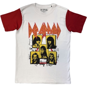 Def Leppard - Band Frame Uni Wht/Red Raglan T-Shirt
