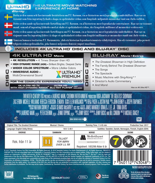 Movie - Greatest Showman The Uhd