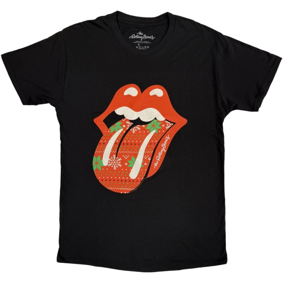 Rolling Stones - Christmas Tongue Uni Bl_T-Shirt