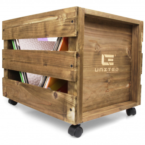 VinylTilbehør - LP WOOD CRATE med hjul - Vinyl Storage
