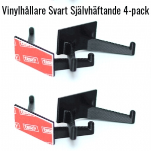VinylTilbehør - Vinylholder Svart Självhäftande 4-pack