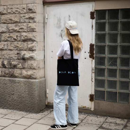 Dina Ögon - Totebag - Black With Blue Logo