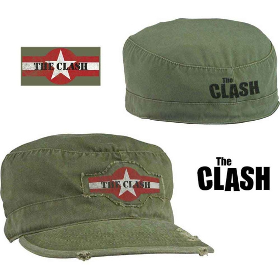 The Clash - Star Logo Military Green Military Cap (Size: Large)
