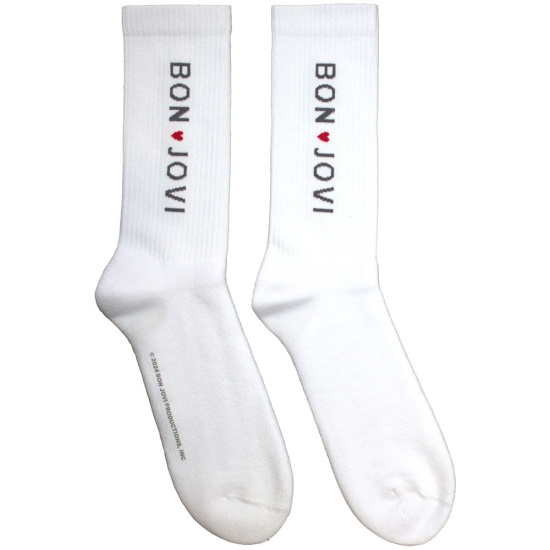 Bon Jovi - Heart Uni Wht Socks (Eu 40-45)