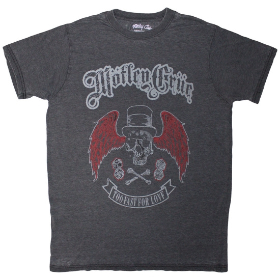 Motley Crue - Skull Wings Uni Bl Dip-Dye T-Shirt