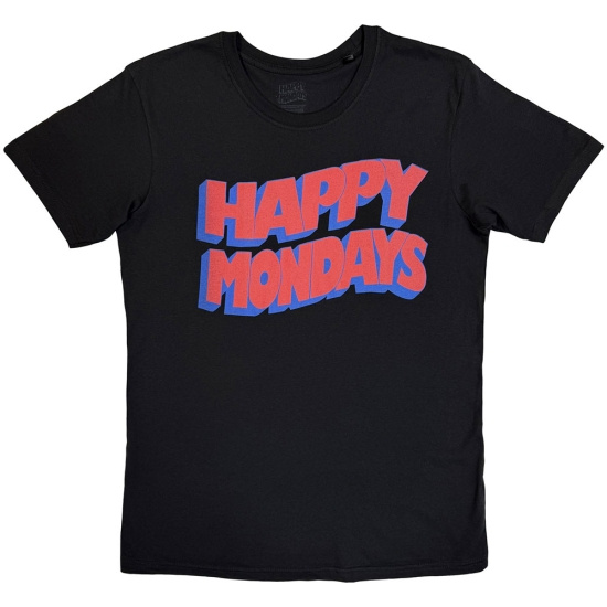 Happy Mondays - Wavy Logo Uni Bl T-Shirt