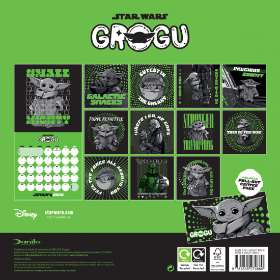 Star Wars The Mandalorian Grogu  - 2026 Square Calendar