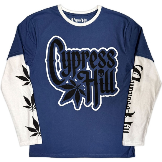 Cypress Hill - Leaf & Logo Uni Denim/Wht Layered Longsleeve