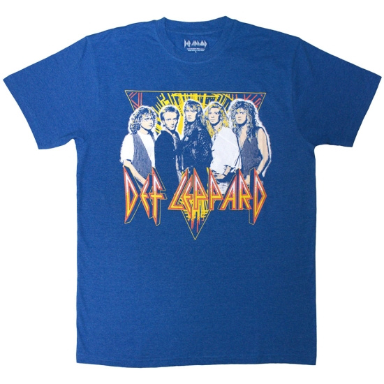 Def Leppard - Band Photo Uni Blue T-Shirt