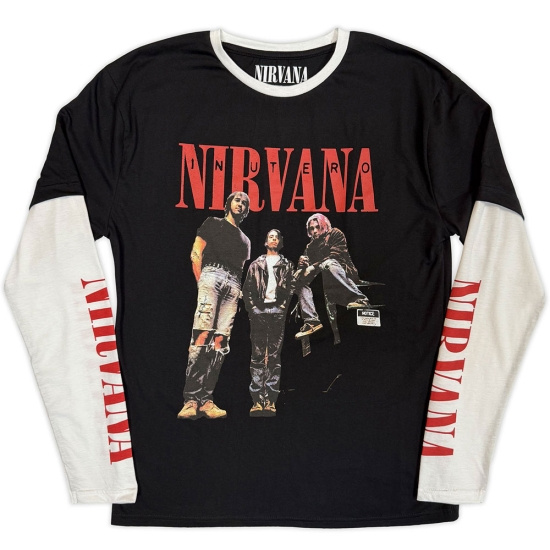 Nirvana - In Utero Band Photo Uni Bl/Wht Layered Longsleeve