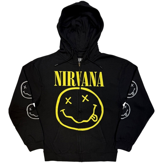 Nirvana - Yellow Happy Face Uni Bl Zip Hoodie