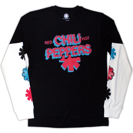 Red Hot Chili Peppers - Shock Logo Uni Bl/Wht Layered Longsleeve