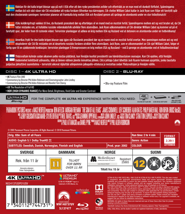 Movie - Sum Of All Fears Uhd