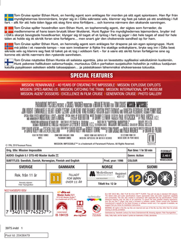 Movie - Mission: Impossible 1 (2018) Bd