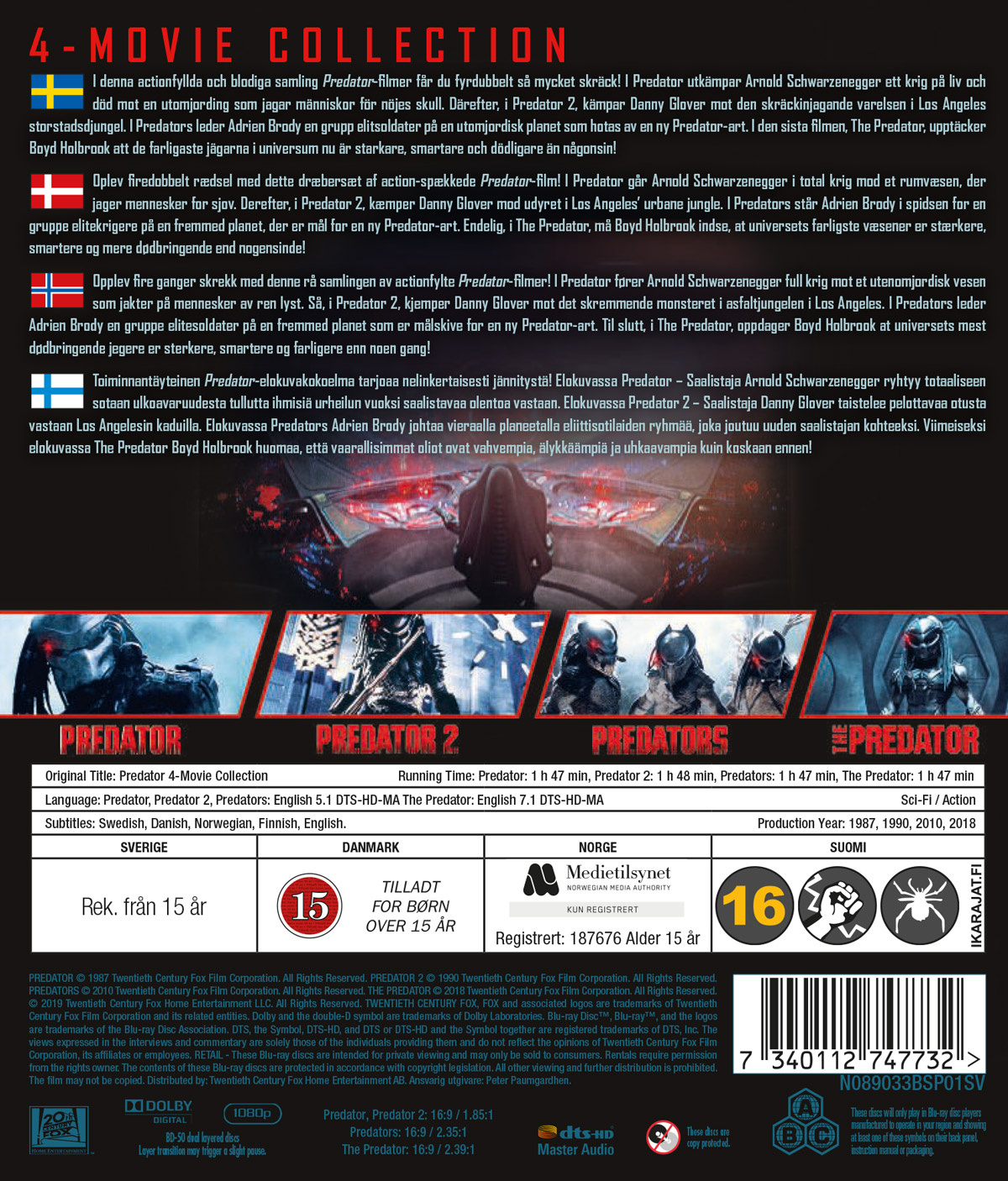 Movie - Predator 1-4 Bd