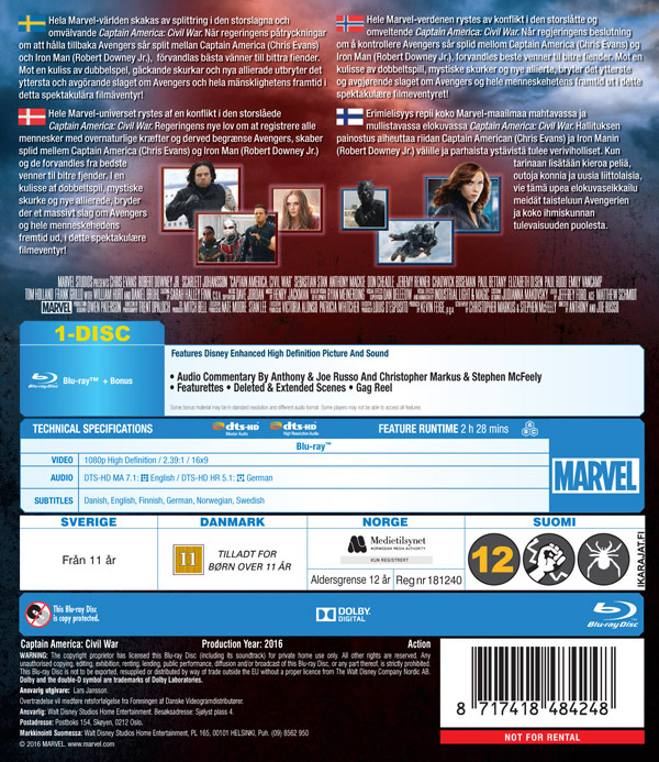 Movie - Captain America: Civil War Bd/Scandi