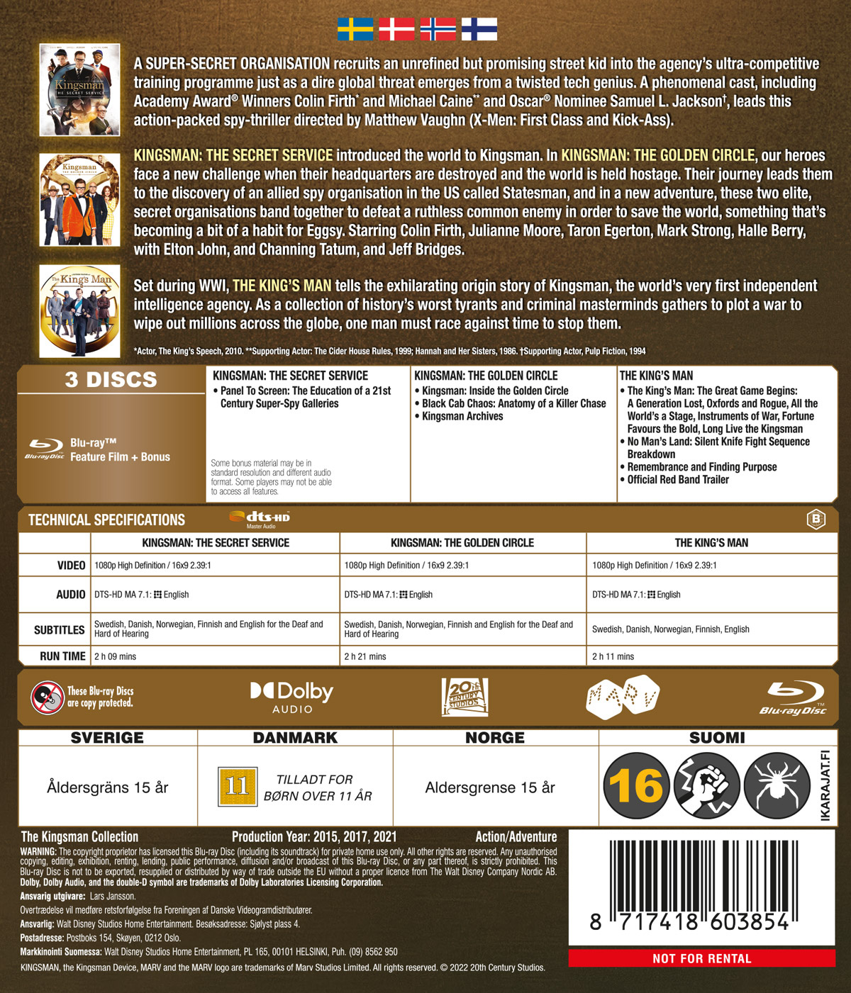 Movie - Kingsman 3 Movie Collection 3Bd