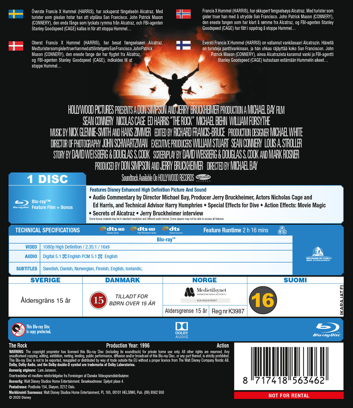 Movie - Rock, The - Bd/Scandi