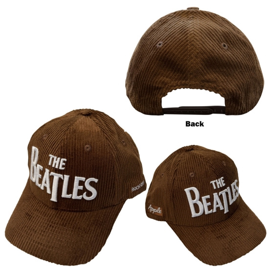 The Beatles - Drop T Logo & Apple Corduroy Brown Baseball Cap