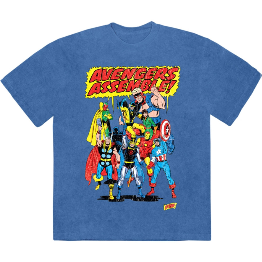 Marvel Comics - Avengers Assemble Retro Stone Wash Uni Denim T-Shirt