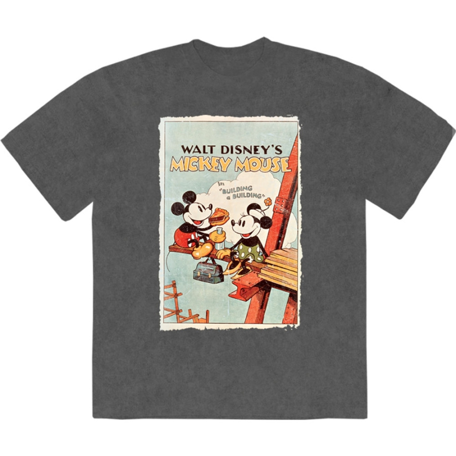Disney - Mickey Building A Building Stone Wash Uni Char T-Shirt