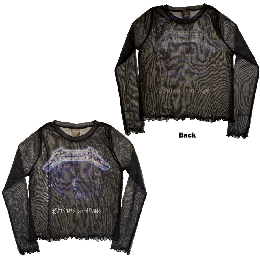Metallica - Ride The Lightning Lady Bl Mesh Crop T-Shirt