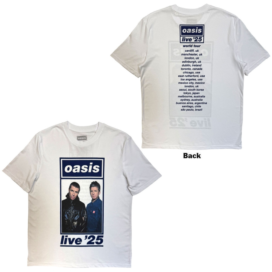 Oasis - Colour Photo Live 25 World Tour Wht T-Shirt