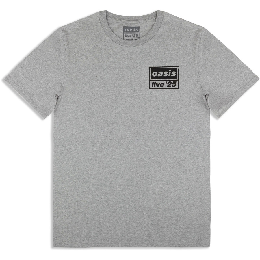 Oasis - Live 25 Distressed Lockup Pocket Grey T-Shirt